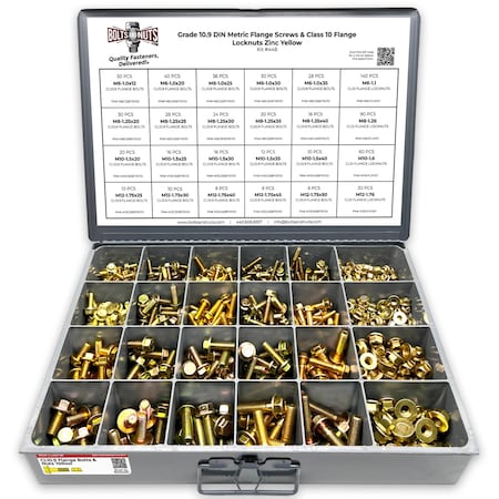 Boltsandnuts.Com Metric Class 10.9 Hex Flange Frame Bolts & Nuts Assortment - 739 PCS Assortment Kit #448